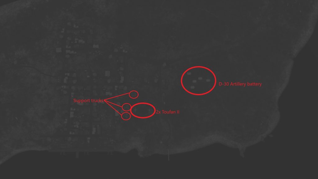 Satellite view of Artillery and Choppers